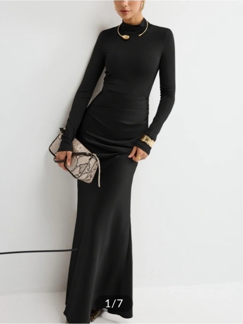 Commense Black Long-Sleeve Maxi Dress